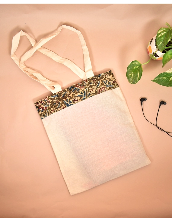 Kalamkari and kora Cotton Shopping bags - KKB01C-1