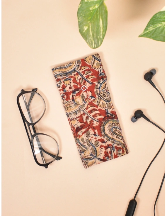 Mustard and Red Kalamkari Reading Glass Pouches - PPG01E-PPG01E