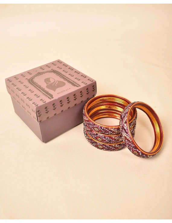 Pair of broad bangles in maroon and pink tones: CC05MR-2-10-1