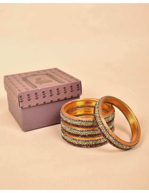 Pair of broad bangles in multicolour tones: PL05GO-2-8-1