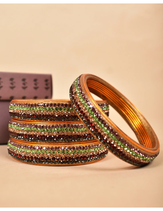 Pair of broad bangles in multicolour tones: PL05GO-PL05GO08