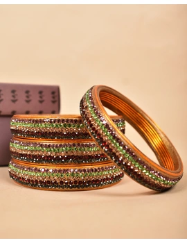 Pair of broad bangles in multicolour tones: PL05GO-2-06-2-sm
