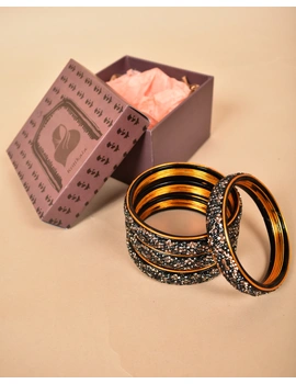 Pair of broad bangles in golden and black tones: SJ05BK-2-08-1-sm