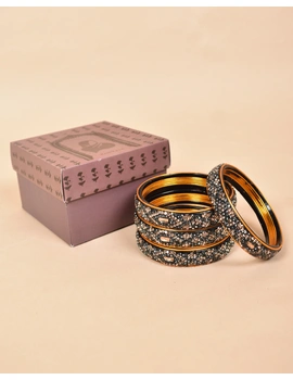 Pair of broad bangles in golden and black tones: SJ05BK-2-08-2-sm