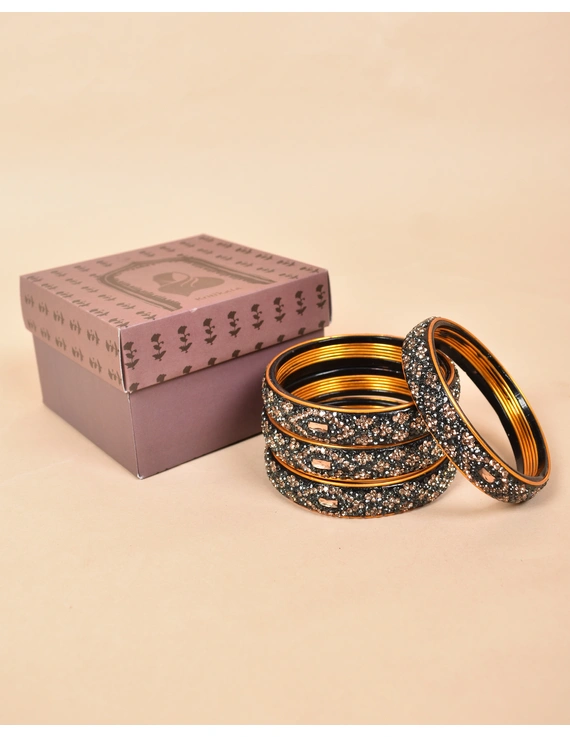 Pair of broad bangles in golden and black tones: SJ05BK-2-08-2