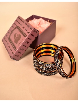 Pair of broad bangles in golden and black tones: SJ05BK-SJ05BK06-sm
