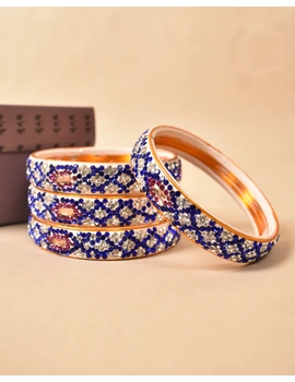 Pair of broad bangles in white and blue tones: SJ05WH-2-10-2-sm