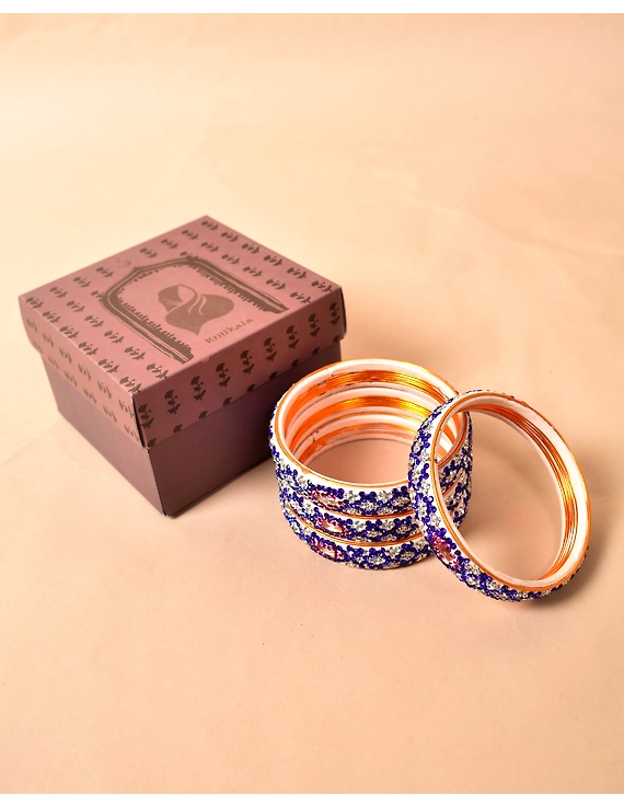 Pair of broad bangles in white and blue tones: SJ05WH-2-06-1