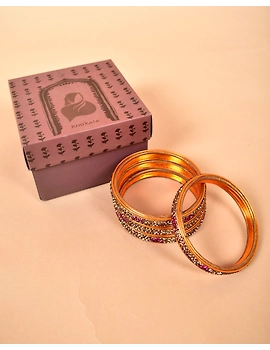 Pair of traditional lac bangles in golden tones: SL03GO-2-8-1-sm