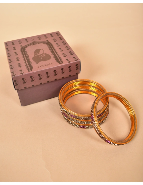 Pair of traditional lac bangles in golden tones: SL03GO-2-8-1