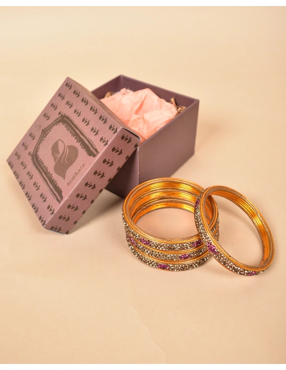 Pair of traditional lac bangles in golden tones: SL03GO-2-06-2