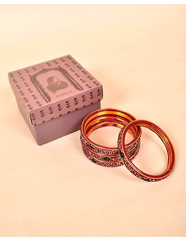 Pair of Hyderabadi lac bangles in pink and green tones: SL03MR-2-8-1-sm