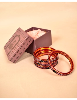 Pair of Hyderabadi lac bangles in pink and green tones: SL03MR-2-8-2-sm