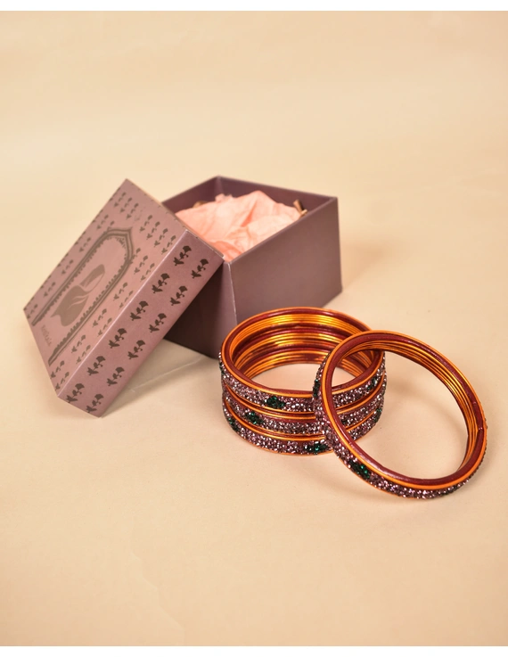 Pair of Hyderabadi lac bangles in pink and green tones: SL03MR-2-8-2