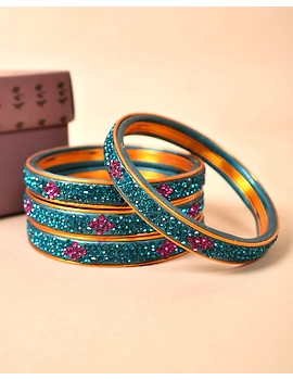 Pair of lac bangles in blue and pink stones: SL03SG-SL03SG08-sm