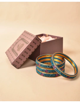 Pair of lac bangles in blue and pink stones: SL03SG-2-8-2-sm
