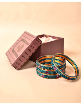 Pair of lac bangles in blue and pink stones: SL03SG-2-6-2-sm