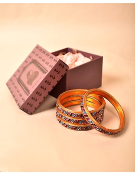 Pair of lac bangles in multicolour tones: TC03GO-2-8-1-sm
