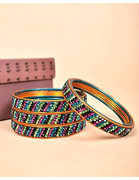 Pair of lac bangles with multicolour stones: TC03SG-TC03SG08-sm