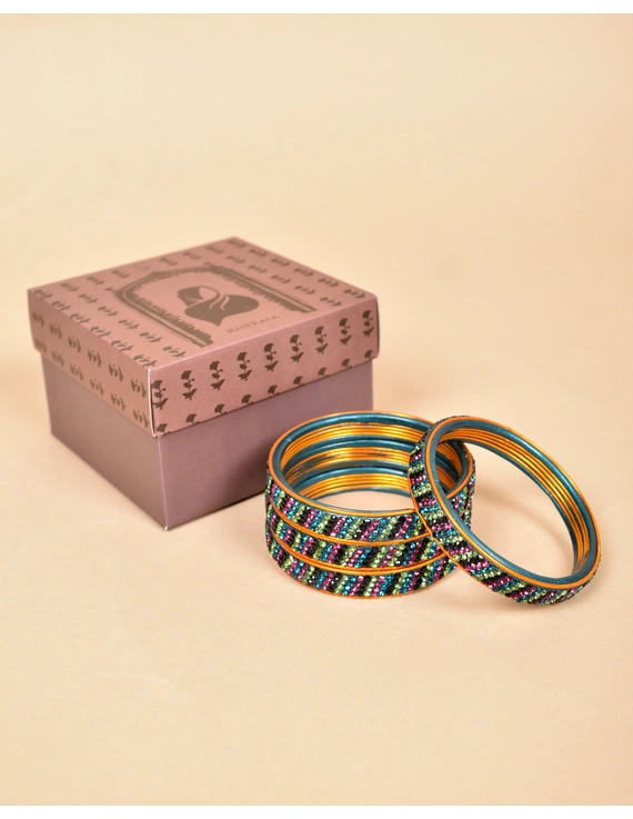 Pair of lac bangles with multicolour stones: TC03SG-2-10-3