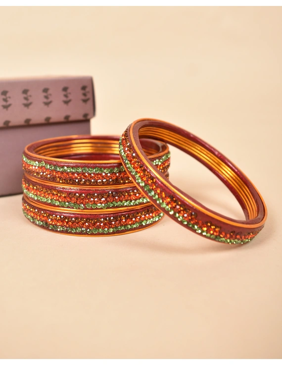 Pair of traditional lac bangles in pink and gold tones: TL03MRA-TL03MRA08
