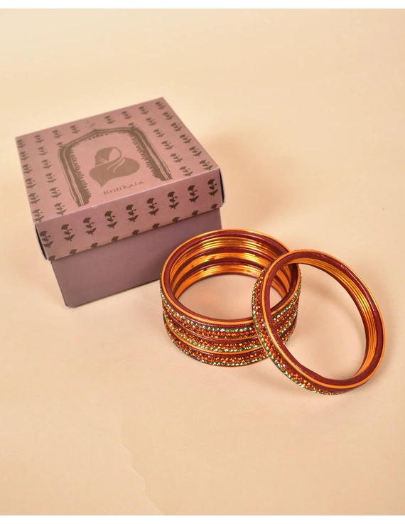 Pair of traditional lac bangles in pink and gold tones: TL03MRA-2-8-2