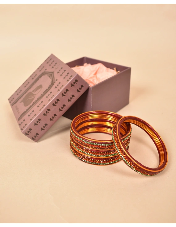 Pair of traditional lac bangles in pink and gold tones: TL03MRA-TL03MRA10