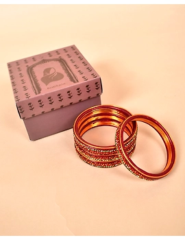Pair of traditional lac bangles in pink and gold tones: TL03MRA-2-10-2-sm