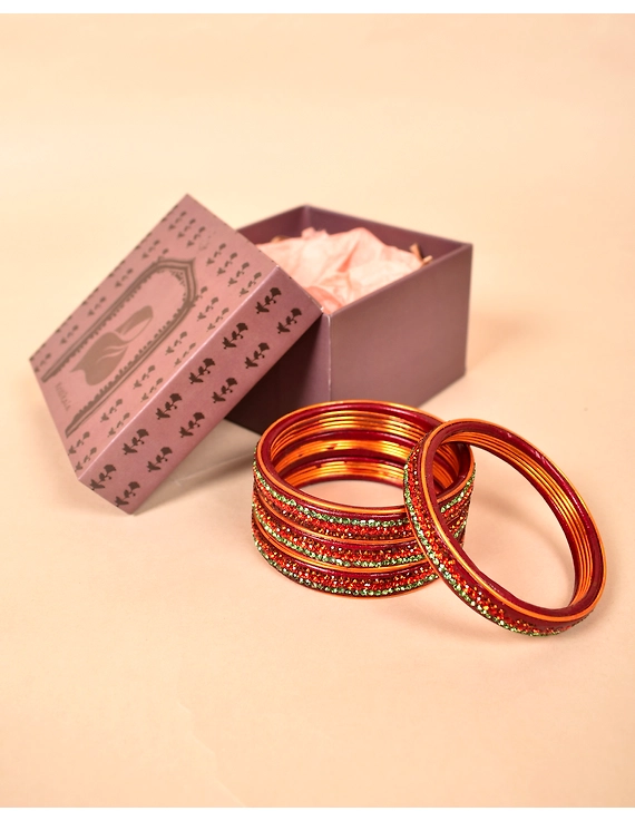 Pair of traditional lac bangles in pink and gold tones: TL03MRA-TL03MRA06