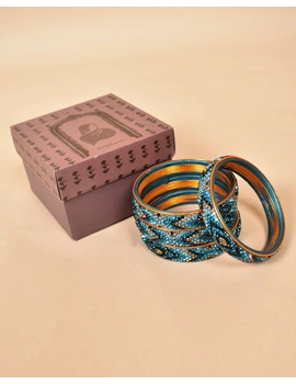 Pair of broad bangles in blue and black tones: CC05SG-2-8-2-sm
