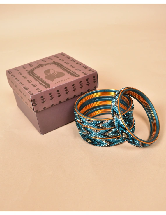 Pair of broad bangles in blue and black tones: CC05SG-2-8-2