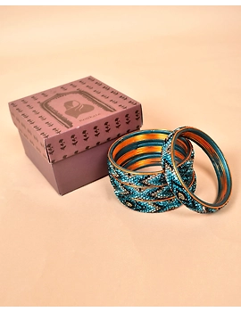 Pair of broad bangles in blue and black tones: CC05SG-2-10-1-sm