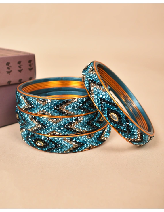 Pair of broad bangles in blue and black tones: CC05SG-2-10-2