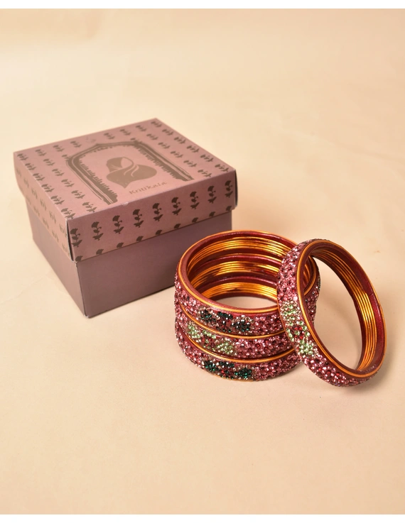 Pair of broad bangles in maroon and pink tones: FG05MR-2-08-1