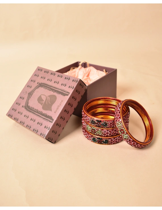 Pair of broad bangles in maroon and pink tones: FG05MR-2-08-2