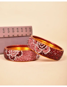 Ethnic maroon toned stone studded kada made with lac: BR09MR-BR09MR08-sm