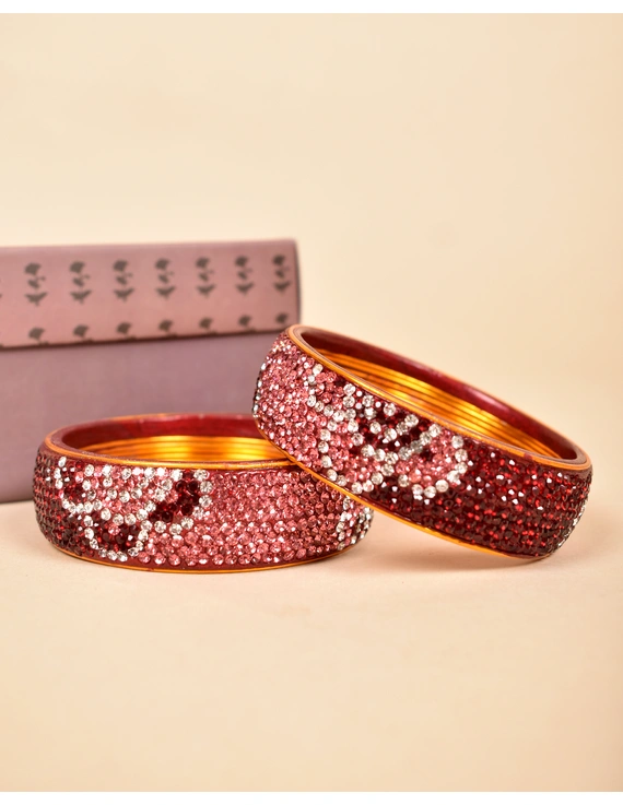 Ethnic maroon toned stone studded kada made with lac: BR09MR-2-10-1