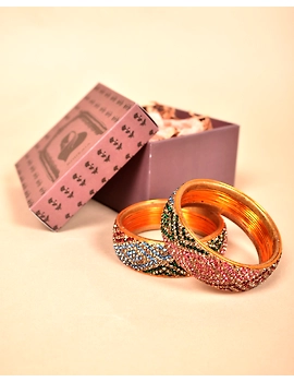 Ethnic gold toned stone studded kada made with lac: LH09GO-2-8-3-sm