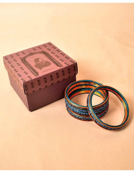 Pair of bangles with blue and golden stones: TL03SG-2-8-2