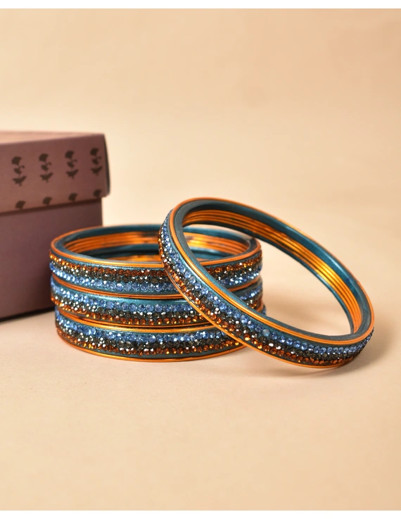 Pair of bangles with blue and golden stones: TL03SG-2-10-1