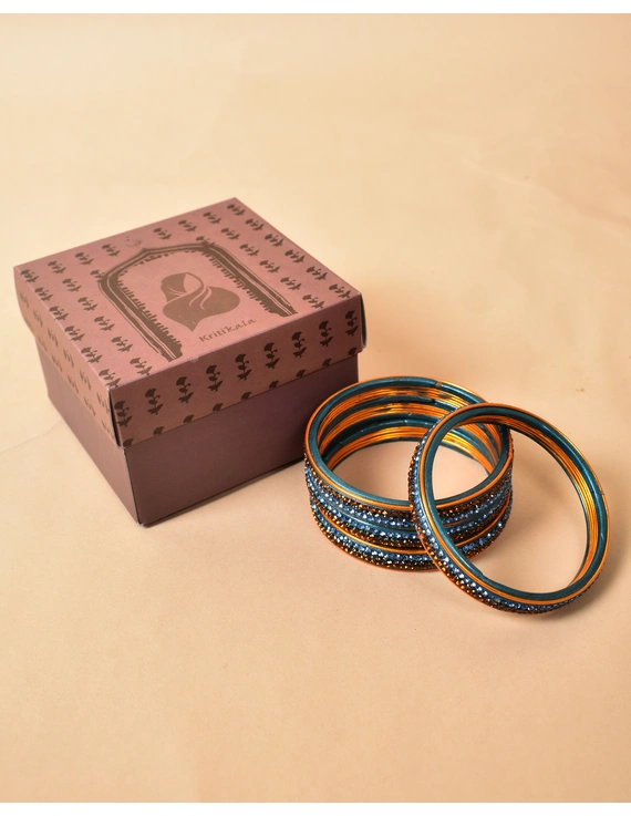 Pair of bangles with blue and golden stones: TL03SG-2-06-2