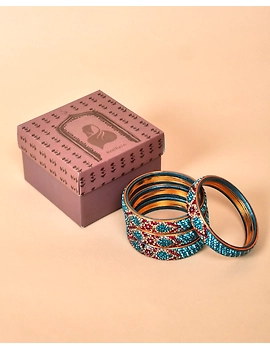 Pair of broad bangles in golden and blue tones: FP03SG-3-sm