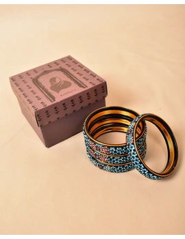 Pair of broad bangles in blue and black tones: FG05BK-08-2-sm
