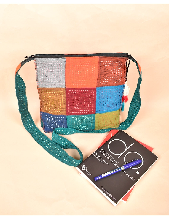 Multi colours Patchwork Quilted Jhola Bag - : SBP04-1