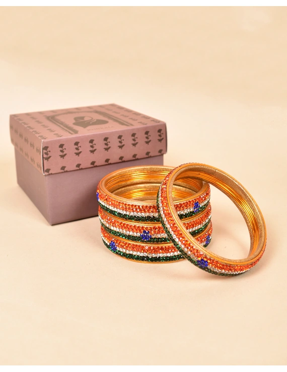 Pair Of Traditional Independence Day Special Bangles Set For Women Girl : PL05GOA10-2-8-1