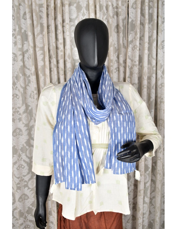 Blue Ikat Stole or Ikkat Scarf For Women - WAS03B-WAS03B