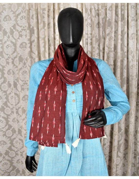 Maroon Ikat Stole or Ikkat Scarf For Women - WAS02D-2