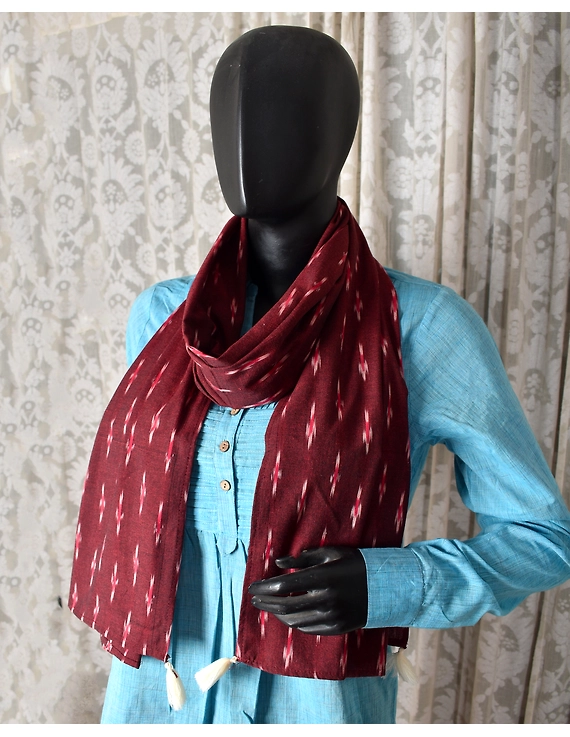 Maroon Ikat Stole or Ikkat Scarf For Women - WAS02D-1