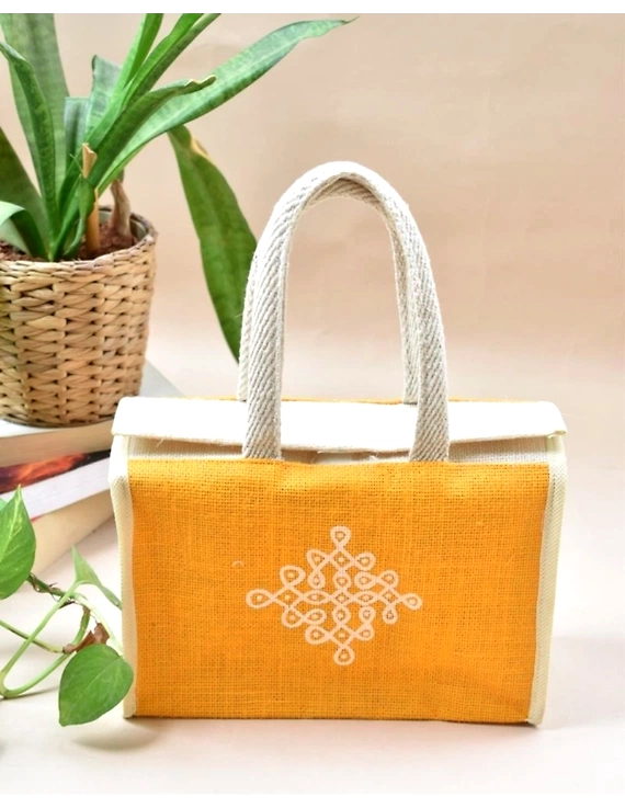 White jute lunch bag with flap in assorted colours (pack of 10) - MSL02E-3
