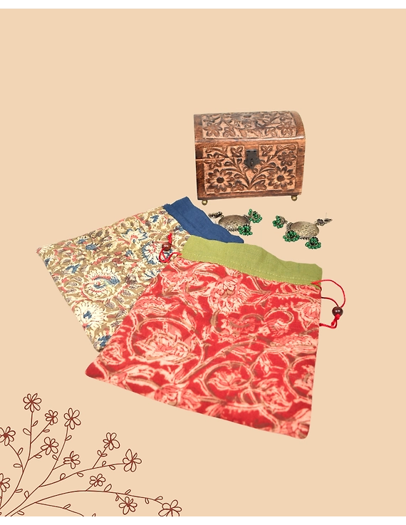 Quilted kalamkari potli bag (assorted prints) (pack of 10) - PPP01E-PPP01E